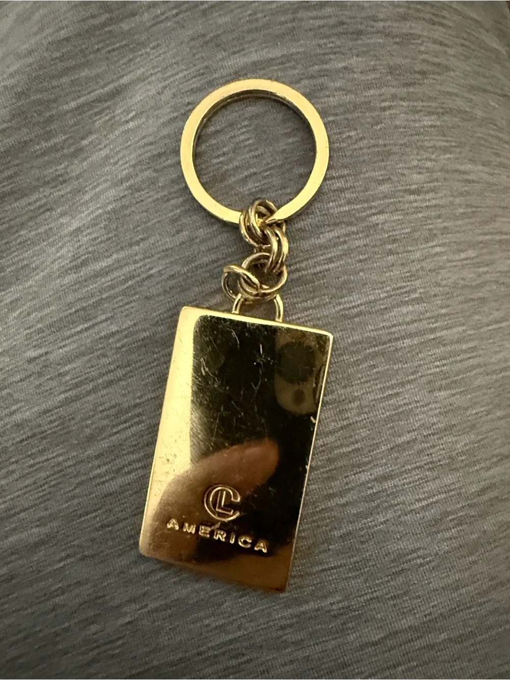 Gold-Tone Plaid Rectangle Keychain - Black & Cream